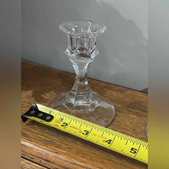 Pair of Vintage Elegant Clear Glass Candle Holders 4.25” - Picture 3 of 6